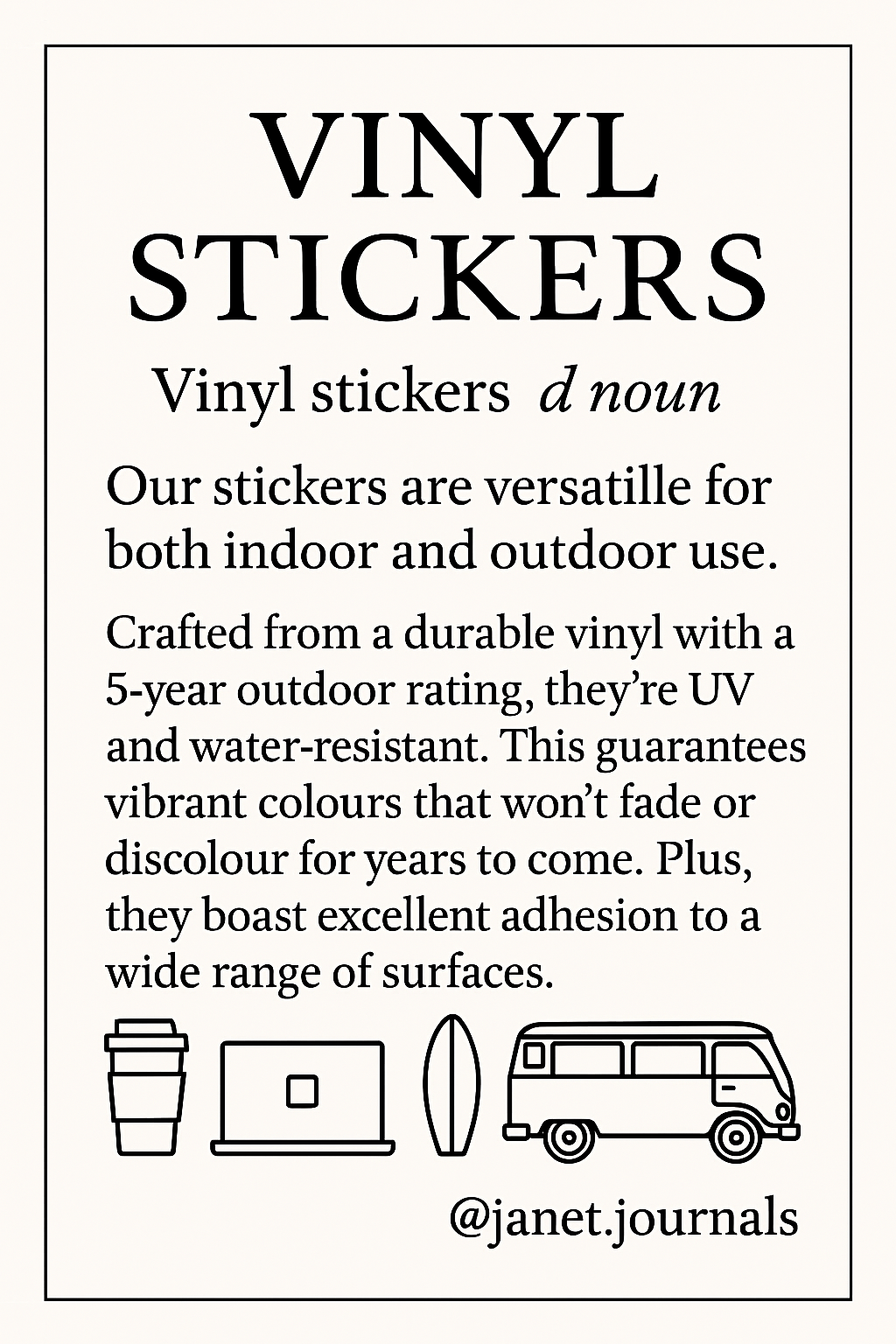 Coffee Feather Fountain Pen Sticker – Vinyl, 5cm x 5cm
